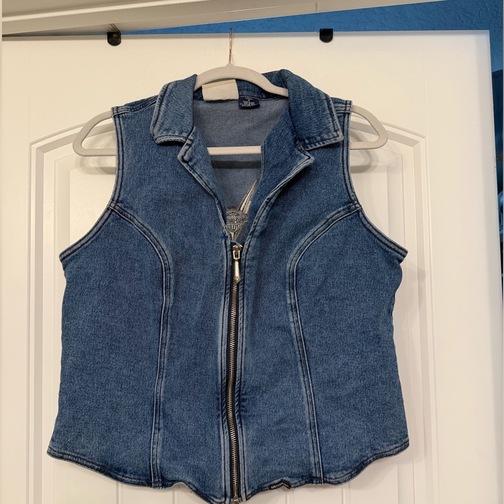 Vintage Women’s Harley Davidson Denim Vest Size 12